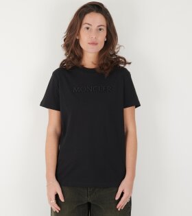 Embroidered Tonal Logo Cotton T-shirt Black