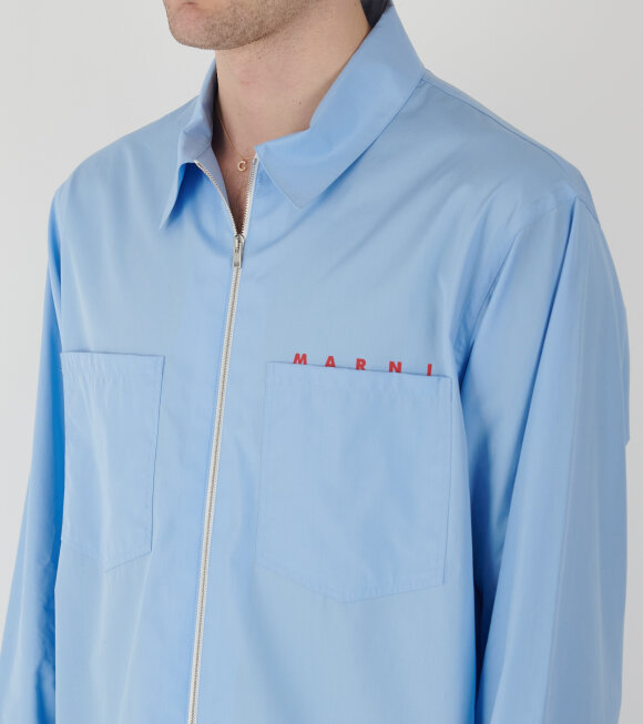 Marni - Poplin Zip Shirt Iris Blue