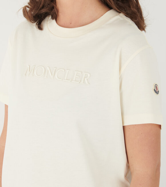 Moncler - Embroidered Tonal Logo Cotton T-shirt White Ivory