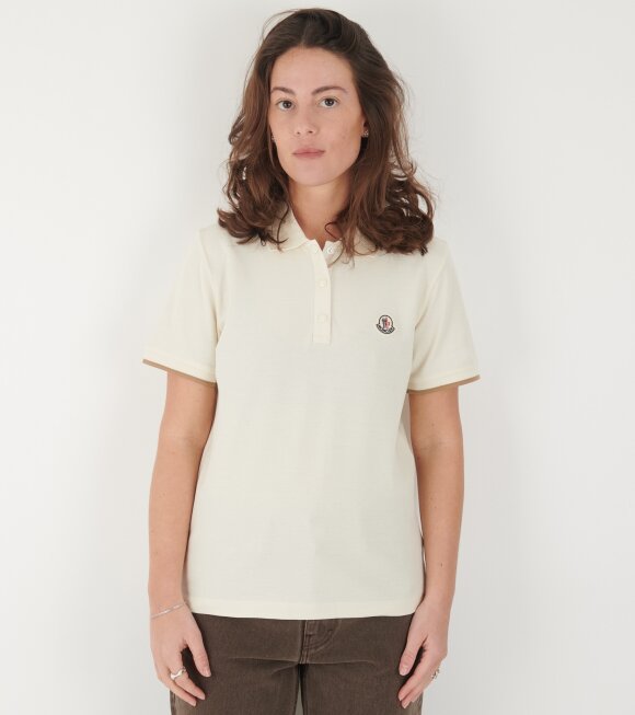 Moncler - S/S Logo Cotton Polo Shirt White/Light Brown