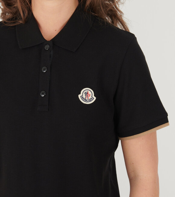 Moncler - S/S Logo Cotton Polo Shirt Black/Light Brown