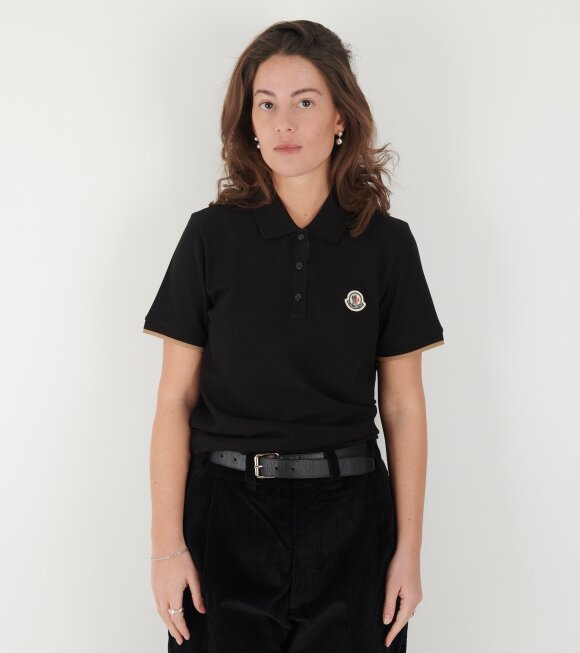 Moncler - S/S Logo Cotton Polo Shirt Black/Light Brown