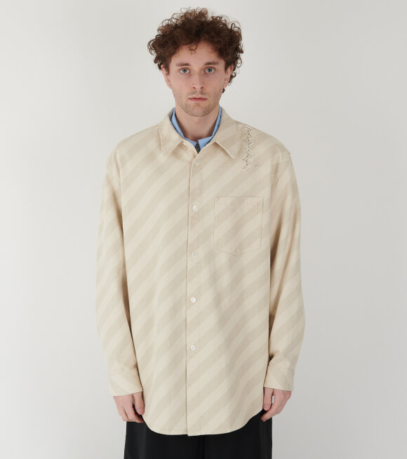 Marni - Striped Washed Denim Overshirt Bone