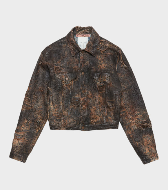 Acne Studios - Distressed Monogram Denim Jacket Brown