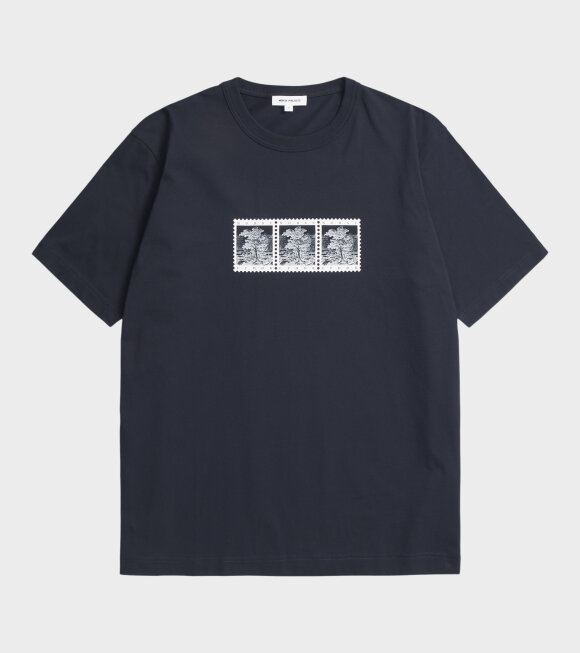 Norse Projects - Holger Post Stamp Print T-shirt Dark Navy