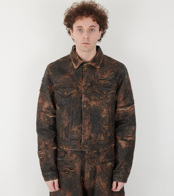 Acne Studios - Distressed Monogram Denim Jacket Brown