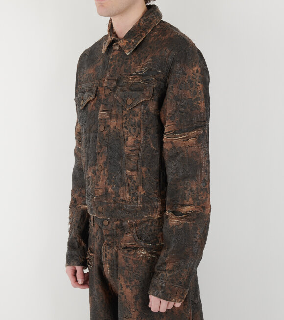 Acne Studios - Distressed Monogram Denim Jacket Brown