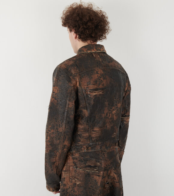 Acne Studios - Distressed Monogram Denim Jacket Brown