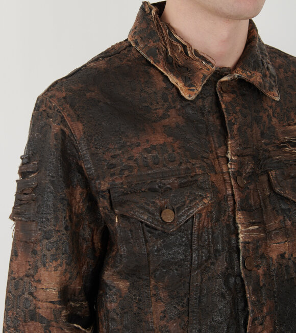 Acne Studios - Distressed Monogram Denim Jacket Brown