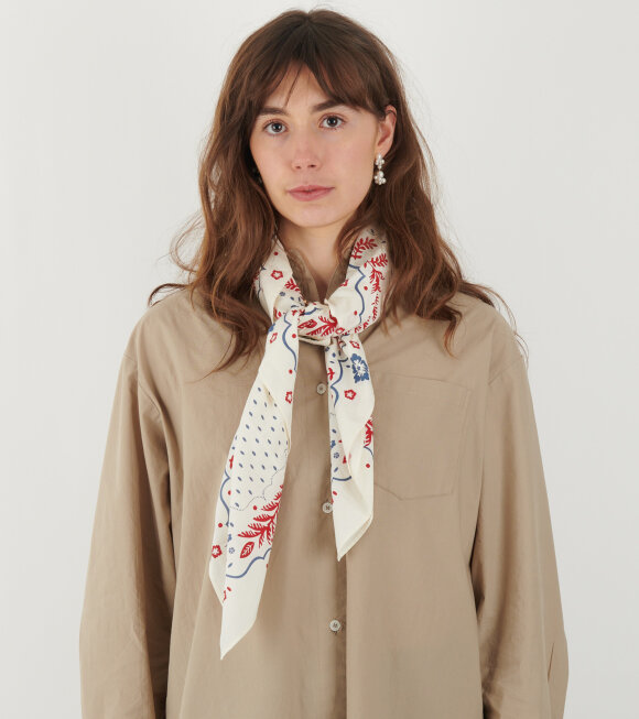 Skall Studio - Juniper Big Scarf Cream/Blue/Red