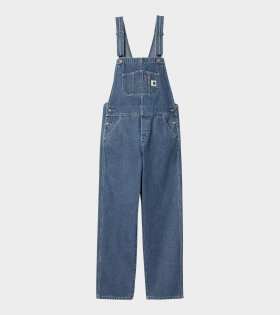 W Bib Overall Straight Stone Washed Blue