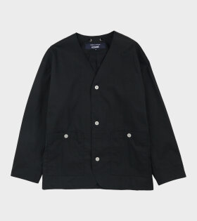 Linen Mix V-neck Jacket Black