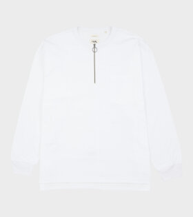 Half Zip L/S Tee White