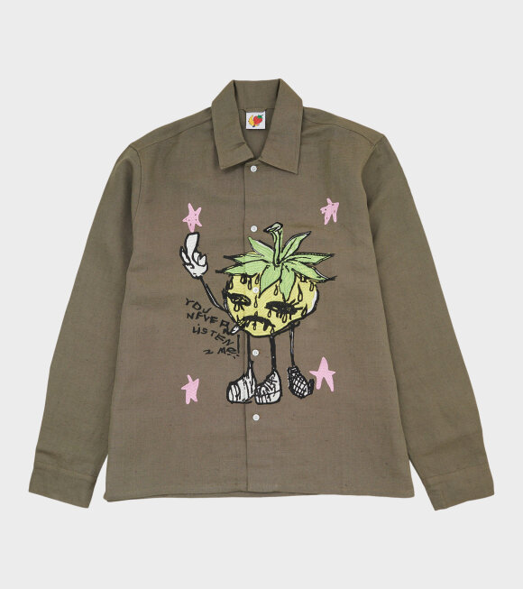 Sky High Farm - Smoke Strawbabies Embroidered Shirt Olive