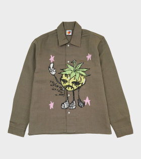 Smoke Strawbabies Embroidered Shirt Olive