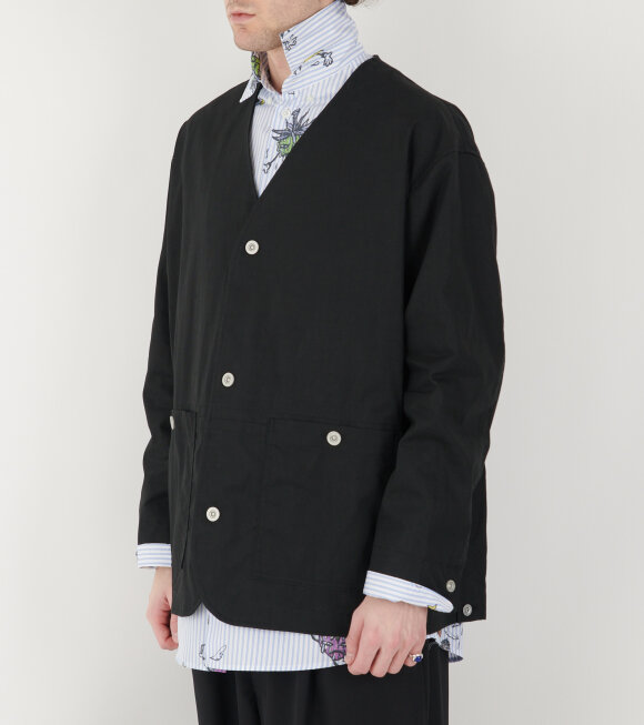 Comme des Garcons Homme - Linen Mix V-neck Jacket Black