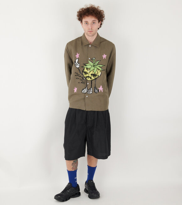 Sky High Farm - Smoke Strawbabies Embroided Shirt Olive 