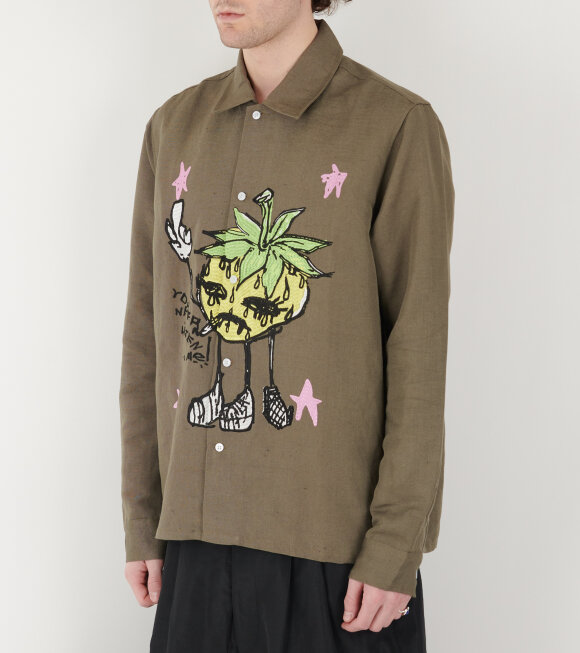 Sky High Farm - Smoke Strawbabies Embroided Shirt Olive 