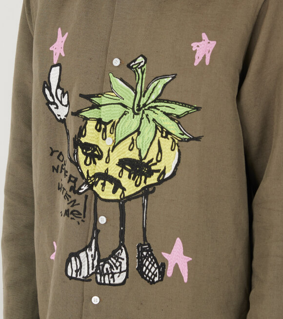 Sky High Farm - Smoke Strawbabies Embroided Shirt Olive 