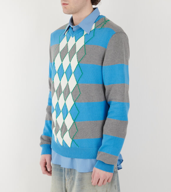 Marni - Argyle V-neck Sweater Azure