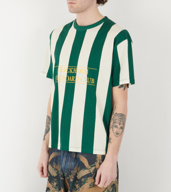 Stockholm (Surfboard) Club - Striped Boxy T-shirt Green/Off-white