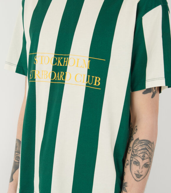 Stockholm (Surfboard) Club - Striped Boxy T-shirt Green/Off-white