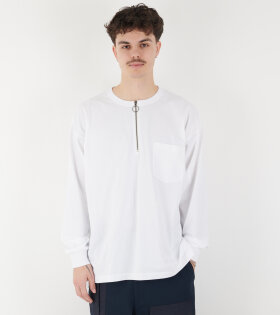 Half Zip L/S Tee White