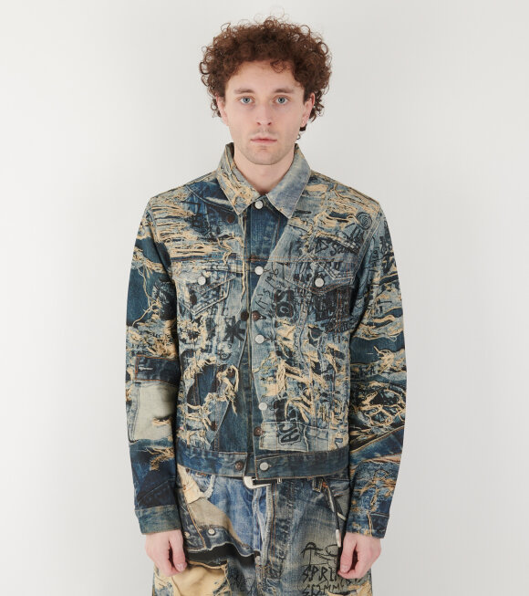 Acne Studios - Printed Denim Jacket Mid Blue