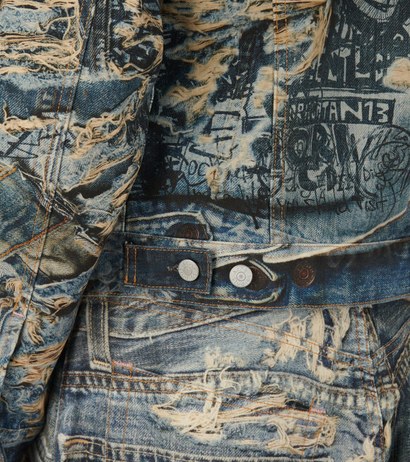 Acne Studios - Printed Denim Jacket Mid Blue