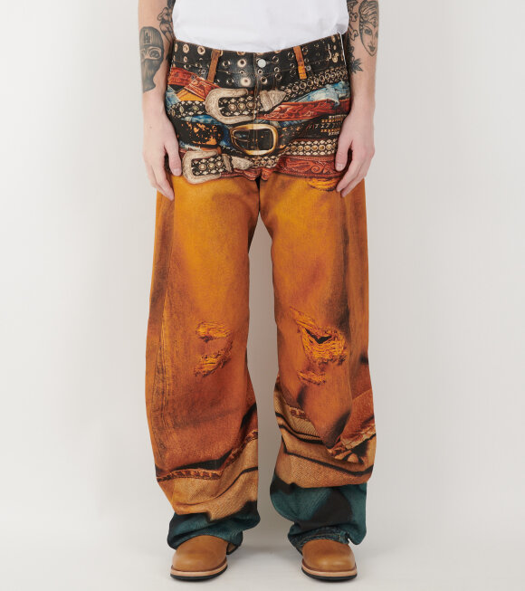 Acne Studios - Printed Loose Fit Jeans Rust Orange