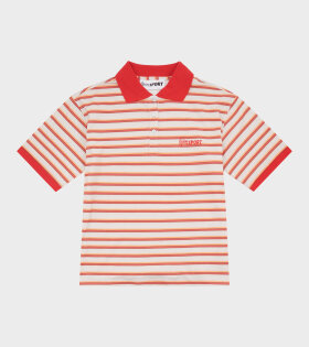 Luna Unisex Polo T-shirt Red/Orange Stripe