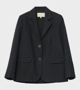 Linen Straight Blazer Black