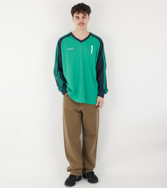 Adidas  - L/S Jersey T-shirt Semi Court Green/Navy