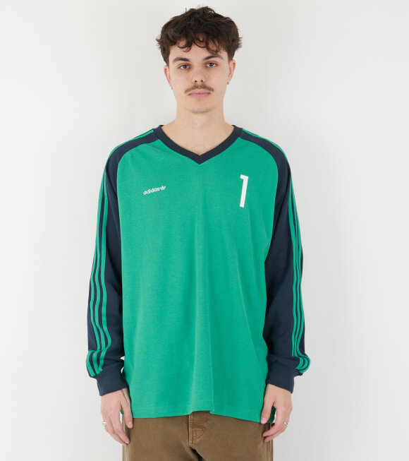 Adidas  - L/S Jersey T-shirt Semi Court Green/Navy