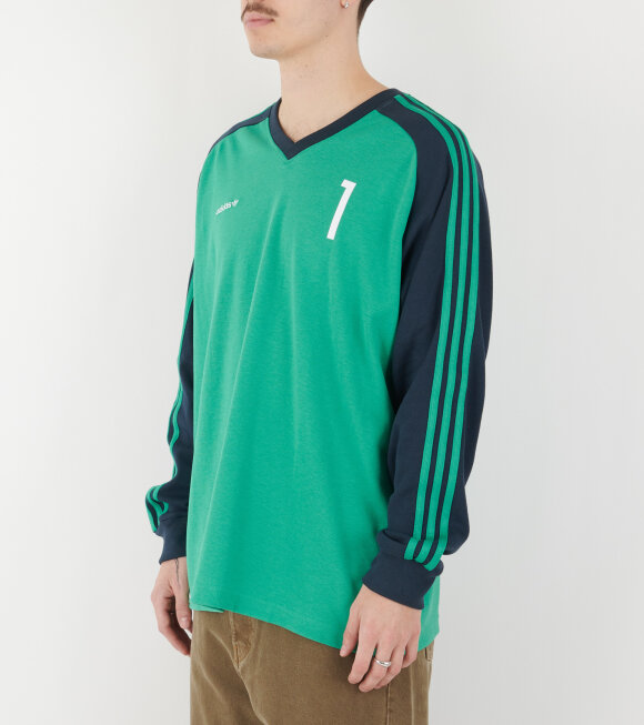 Adidas  - L/S Jersey T-shirt Semi Court Green/Navy