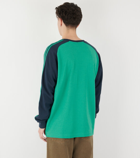 Adidas  - L/S Jersey T-shirt Semi Court Green/Navy