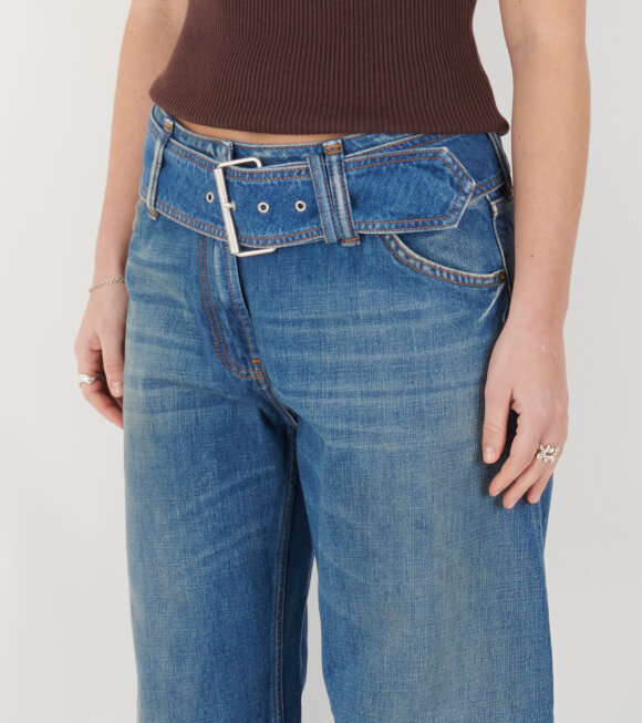 Acne Studios - Belted Denim Trousers Mid Blue