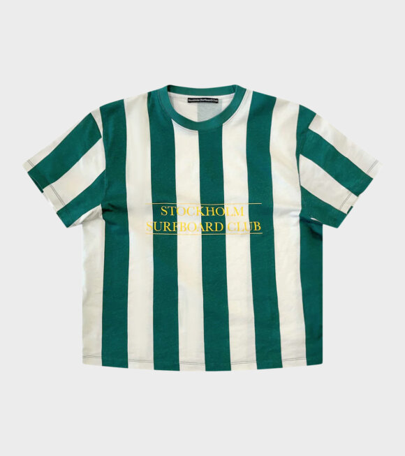 Stockholm (Surfboard) Club - Striped Boxy T-shirt Green/Off-white