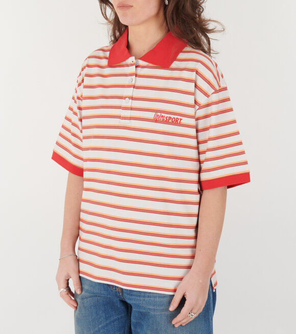 OperaSPORT - Luna Unisex Polo T-shirt Red/Orange Stripe