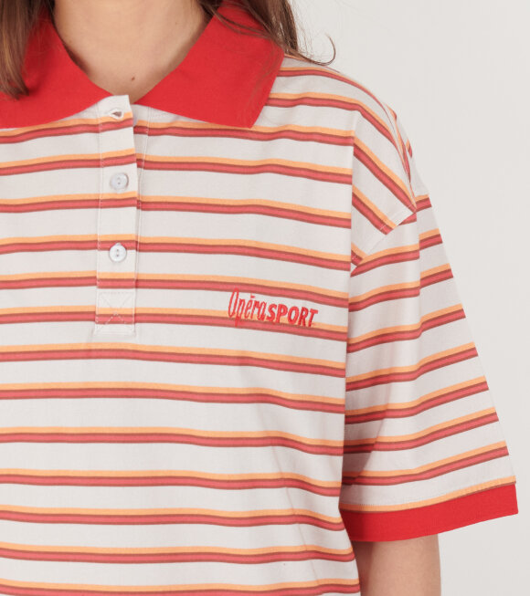 OperaSPORT - Luna Unisex Polo T-shirt Red/Orange Stripe