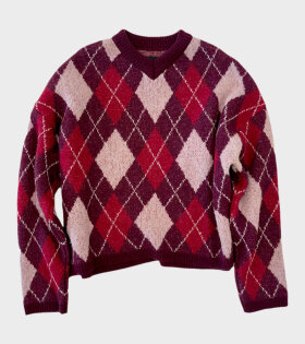 Gyle Knitted V-neck Sweater Pink/Red