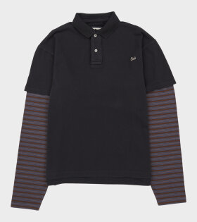 Double Sleeve Polo T-shirt Black/Stripe