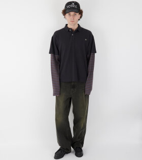 Double Sleeve Polo T-shirt Black/Stripe