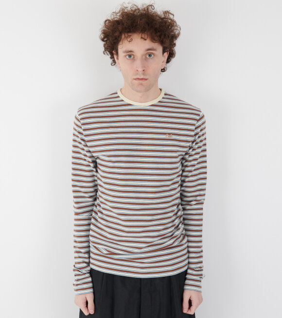 ERL - Striped L/S T-shirt Brown/Blue Mix