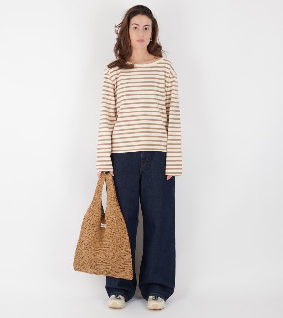 Skall Studio - Loui Oversized Blouse Light Brown/White Stripe