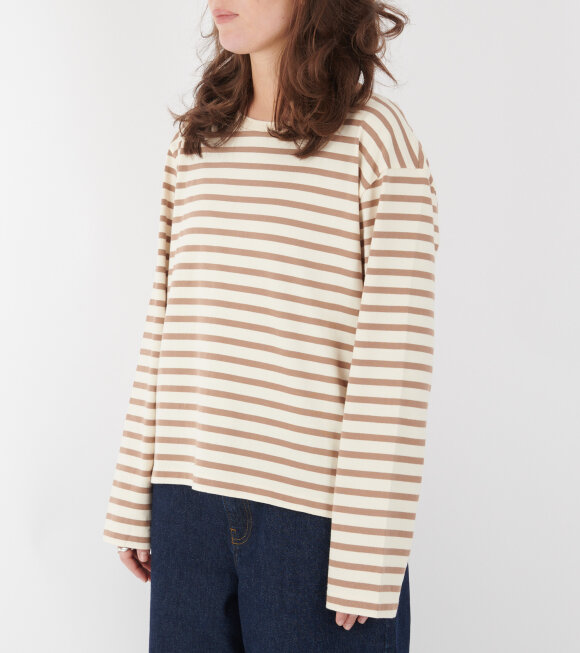 Skall Studio - Loui Oversized Blouse Light Brown/White Stripe