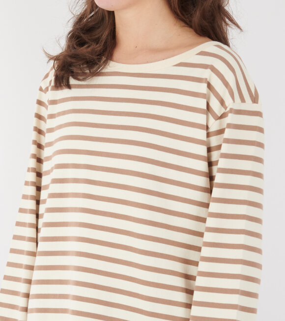 Skall Studio - Loui Oversized Blouse Light Brown/White Stripe