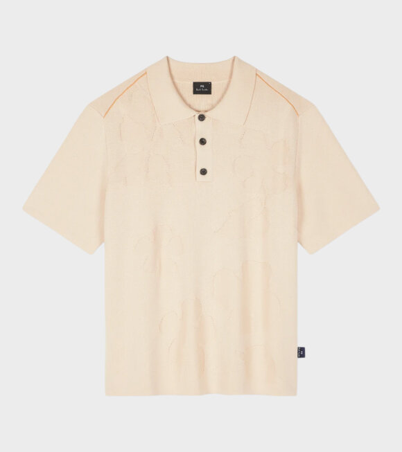 Paul Smith - Floral Jacquard S/S Knitted Polo Shirt Beige