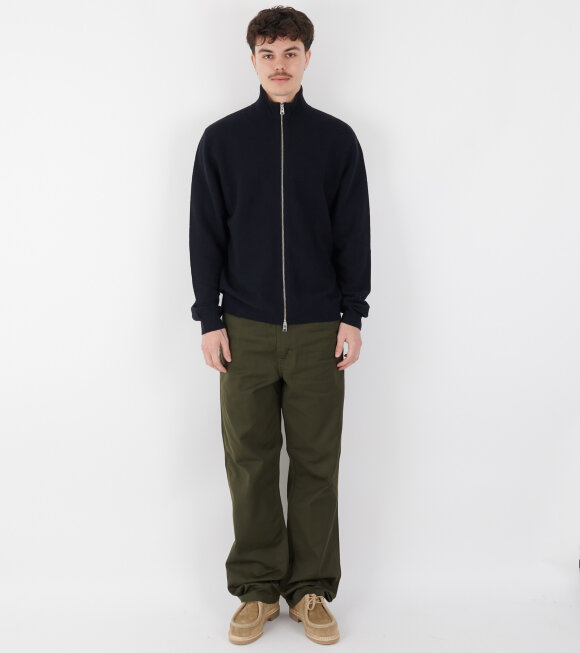 Norse Projects - Links Cotton Linen Zip Jacket Dark Navy