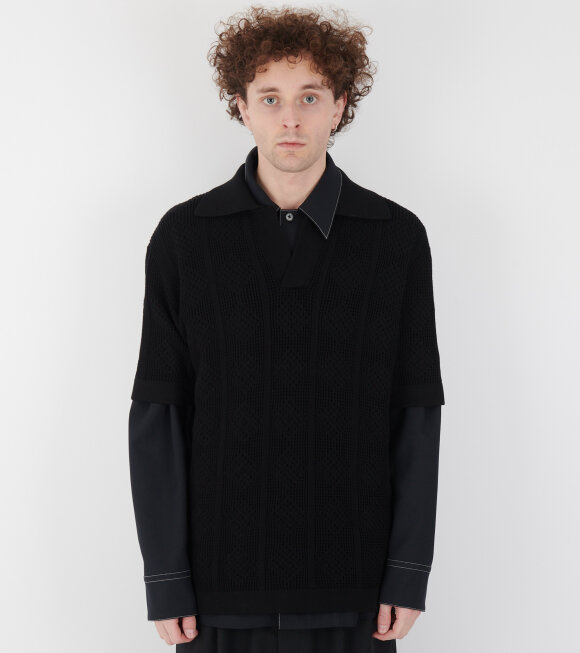 Jil Sander - Knit Polo T-shirt Black